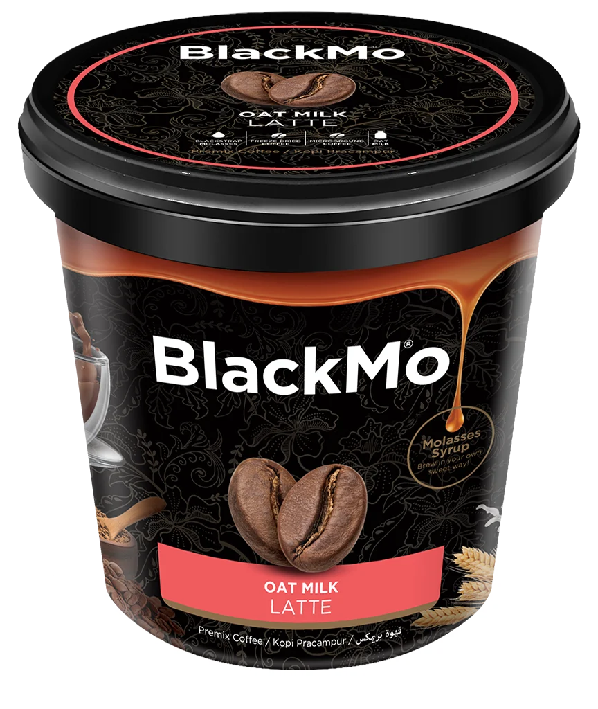 BlackMo’s Latte tub packaging in full display.